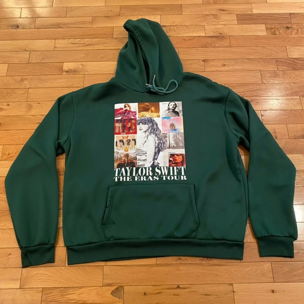 Taylor Swift The‎ Eras Tour Hoodie Green Graphic Concert Sweatshirt XL